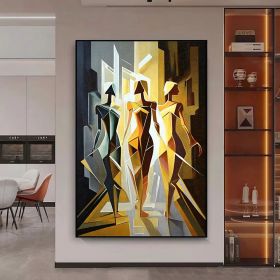 Handmade Oil Painting Woman Abstract Painting On Canvas Line Art Colorful Modern Wall Art Acrylic Painting Art Figure Painting For Home Decor