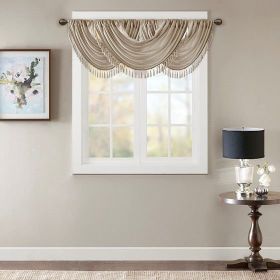 Faux Silk Waterfall Embellished Valance Champagne 38x46"